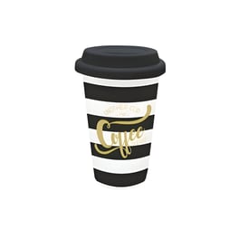 Κούπα Μεταφοράς Legami Stripes από Πορσελάνη 300 ml - Μαύρο/Λευκό