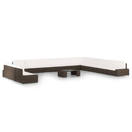 Vidaxl Σαλόνι Κήπου 14 Τεμαχίων Καφέ Από Συνθετικό Ρατάν Με Μαξιλάρια image 1