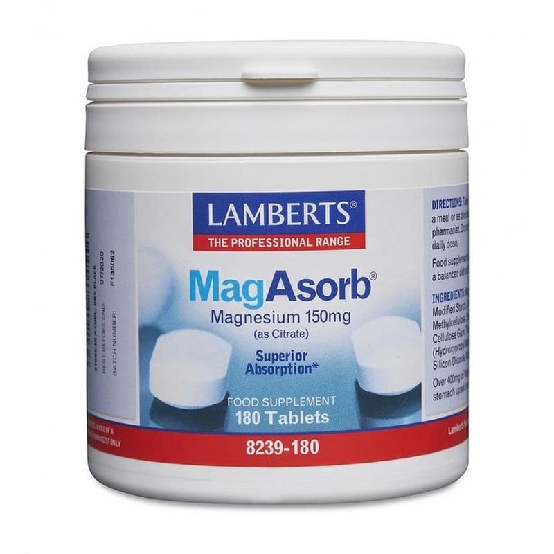 LAMBERTS Ειδικό Συμπλήρωμα Διατροφής Lamberts - Magasorb Magnesium (as Citrate) 150mg - 180 Ταμπλέτες