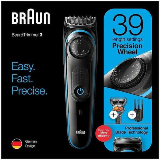 Σετ Επαναφορτιζόμενης Κουρευτικής Μηχανής BRAUN BT3240 Μαύρο/Μπλε image 4