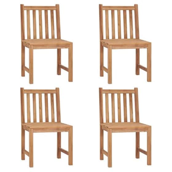 Vidaxl Καρέκλες Κήπου 4 Τεμαχίων Από Μασίφ Ξύλο Teak Με Μαξιλάρια image 2
