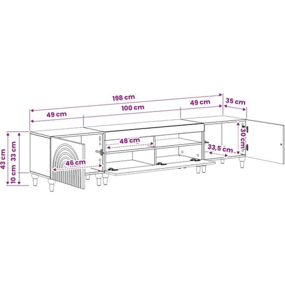 Έπιπλο Τηλεόρασης VidaXL με LED 3 τμχ 198 x 35 x 43 cm - Γκρι Sonoma image 6