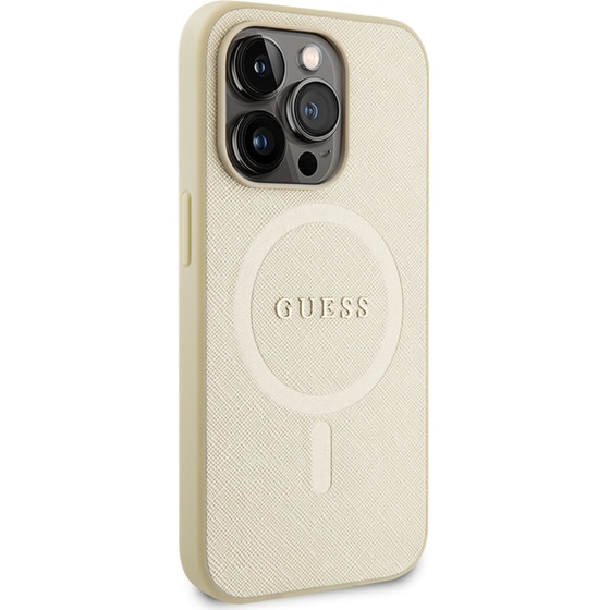 Guess Saffiano Hard Case Θήκη Προστασίας Από Δερματίνη – Iphone 15 Pro (μπεζ – Guhmp15lpsahmcb) image 2