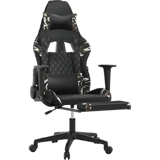 Καρέκλα Gaming VIDAXL 345532 με Υποπόδιο από Τεχνητό Δέρμα - Μαύρο image 1