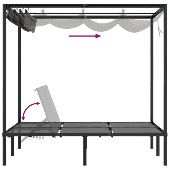 Ξαπλώστρα με Κουρτίνες VidaXL από Χάλυβα 207x153x204 cm - Ανθρακί image 6