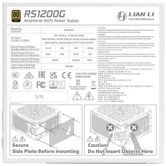 Τροφοδοτικό Υπολογιστή Lian Li RS 1200W Full Modular 80+ Gold - Λευκό image 4