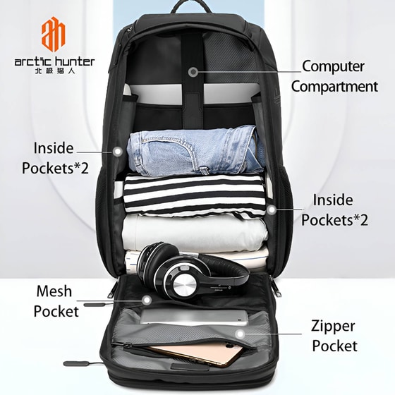 Τσάντα Laptop Arctic Hunter B00461 15.6" Αδιάβροχη - Μαύρο image 1
