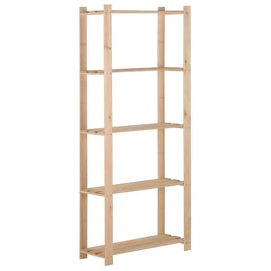 Vidaxl Ραφιέρα 5 Επιπέδων 80 X 28,5 X 170 Εκ. Από Μασίφ Ξύλο Πεύκου image 1
