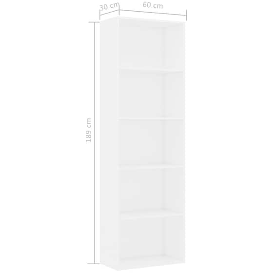 Βιβλιοθήκη VidaXL από Μοριοσανίδα 60x30x189cm - Λευκό image 5