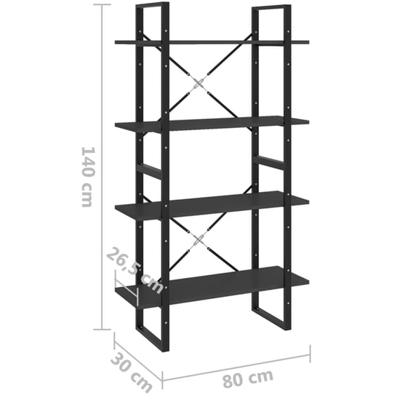 Βιβλιοθήκη VidaXL από Μέταλλο 80x30x140 cm - Μαύρο image 5