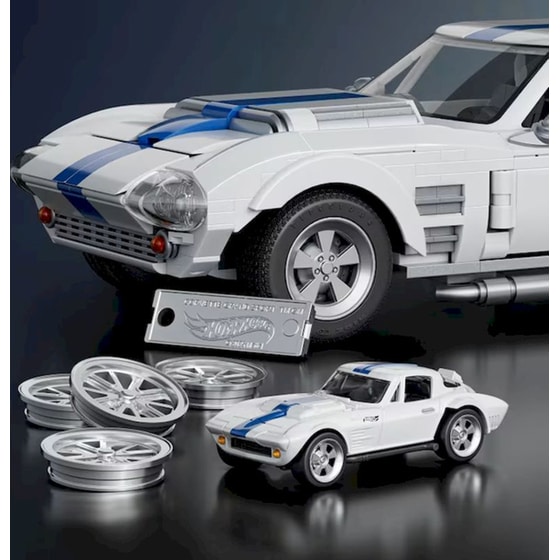Mattel Hot Wheels Brick Shop Σετ Κατασκευής Elite Series Corvette Grand Sport 1:16 (918 Κομμάτια) (JGR31) image 4
