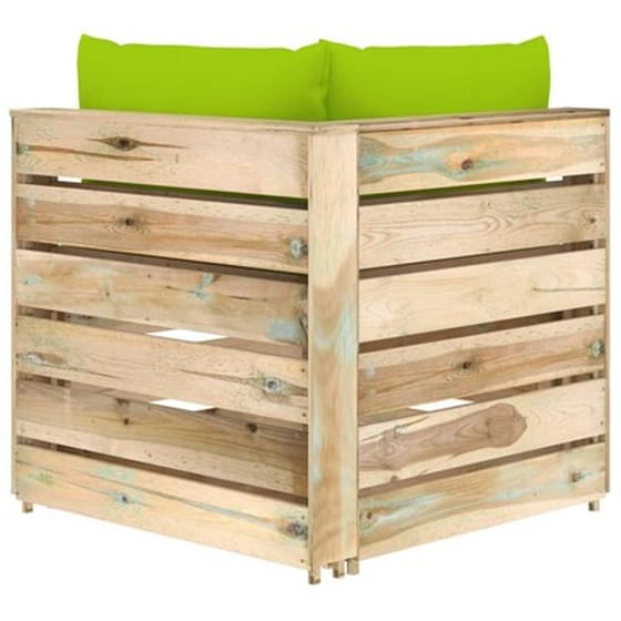 Καναπές Γωνιακός Vidaxl Τμηματικός Με Μαξιλάρια Από Εμποτισμένο Ξύλο Πεύκου 69x70x66 cm image 5