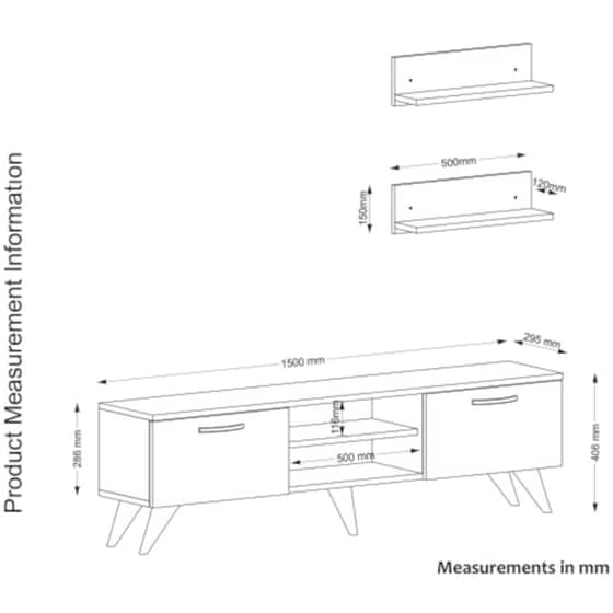 Έπιπλο Τηλεόρασης 24Mall Pianosa από Μοριοσανίδα 150x29.5x40.6 cm  - Λευκό/Μαύρο image 4