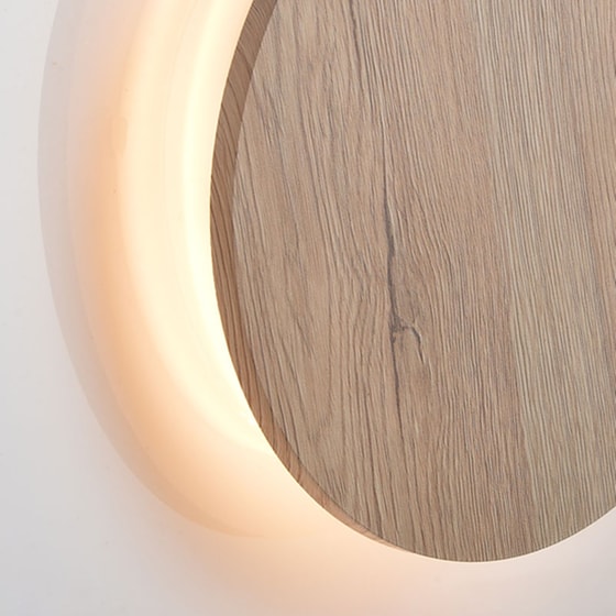 Απλίκα Τοίχου Led Aca Eclipse Zm1710ledwlw από MDF 22x3.8x22 cm - Καφέ image 2