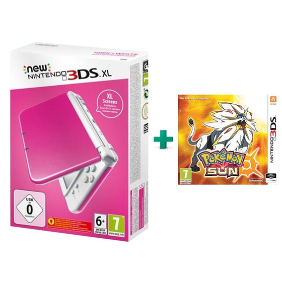 New Nintendo 3DS XL - Λευκό/Ροζ & Pokemon Sun image 0