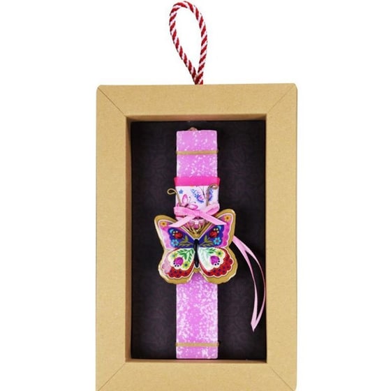 Λαμπάδα&nbsp;Synchronia&nbsp;Πεταλούδα&nbsp;Φλοράλ&nbsp;Μικρή&nbsp;Ροζ image 2