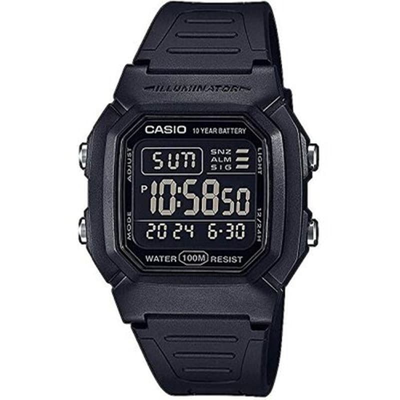 Casio Mens Digital Quartz Watch With Plastic Strap W-800h-1bves