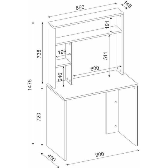 Γραφείο Βιβλιοθήκη ArteLibre Arago από Μοριοσανίδα/Μελαμίνη 90x45x148cm - Λευκό/Φυσικό Καφέ image 7