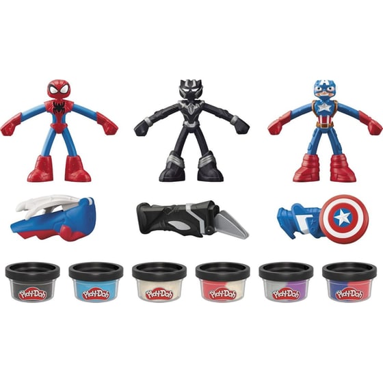 Hasbro Play-Doh Marvel Hero Adventure Set Spiderman/ Black Panther/ Captain America 6 Τμχ image 1