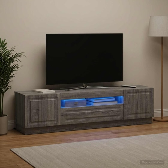 Έπιπλο Τηλεόρασης με LED VidaXL από Επεξεργασμένο Ξύλο - Γκρι Sonoma image 3