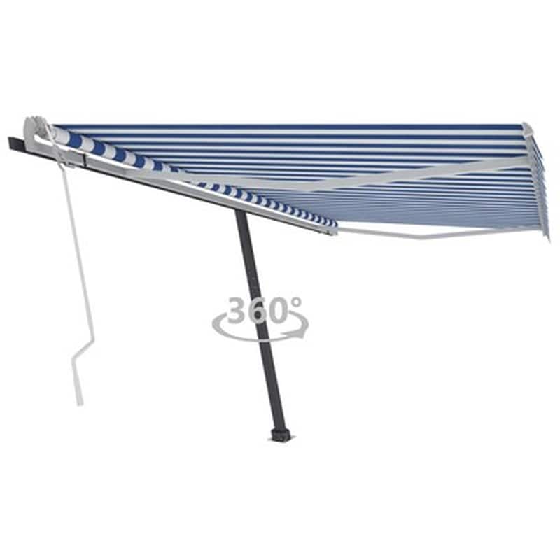 Vidaxl Τέντα Συρόμενη Χειροκίνητη Ανεξάρτητη Μπλε/λευκό 450 X 300 Εκ.