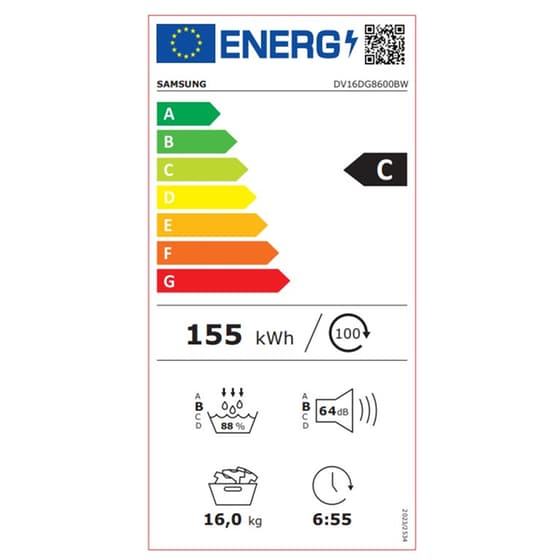 SAMSUNG DV16DG8600BWU4 16 kg με Αντλία Θερμότητας Λευκό Στεγνωτήριο Ρούχων image 7