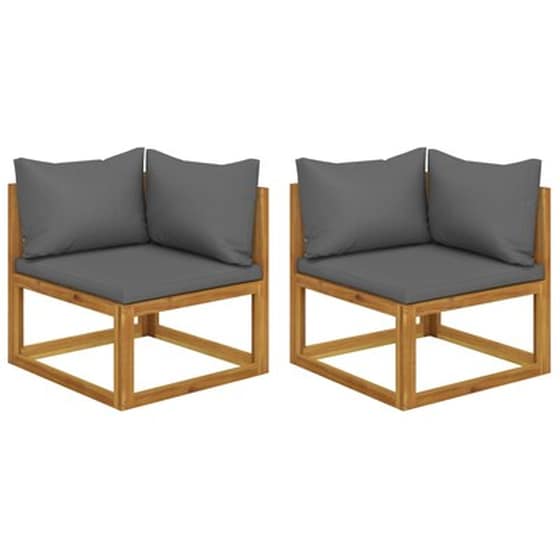 Καναπέδες VidaXL Γωνιακοί  Τμηματικοί  2 τμχ από Μασίφ Ξύλο Ακακίας 70x70x60 cm - Γκρι image 1