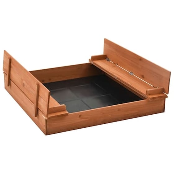 VidaXL Αμμοδόχος με Καθίσματα Τετράγωνη 95x90x15cm Ξύλινη - Καφέ image 1