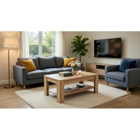 Τραπεζάκι Σαλονιού Kitwood 90x50cm από Μελαμίνη - Φυσικό/ Δρυς image 2