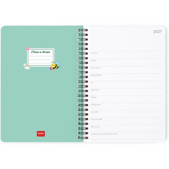 Ημερολόγιο Εβδομαδιαίο Σπιράλ 2027 Legami 12M Large Bee Green image 4