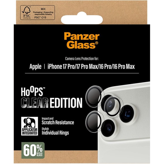 Προστατευτικό καμερών Apple iPhone 17 Pro/iPhone 17 Pro Max/iPhone 16 Pro/iPhone 16 Pro Max - PanzerGlass Hoops Camera Lens Protection - Clear Edition image 3