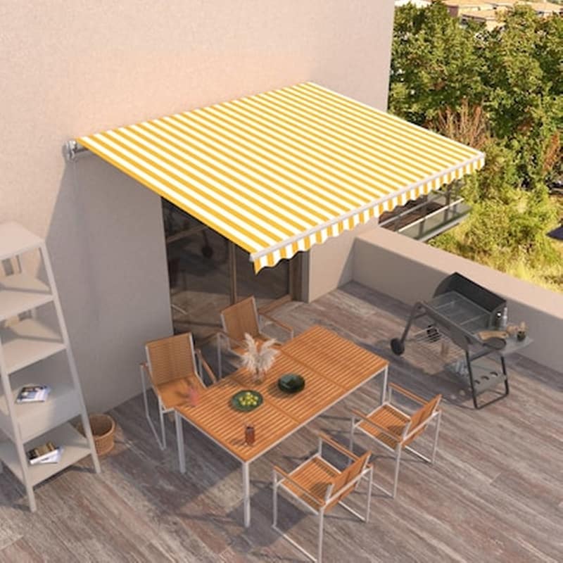VIDAXL Τέντα Vidaxl Συρόμενη Χειροκίνητη 400x350cm - Λευκό/Κίτρινο