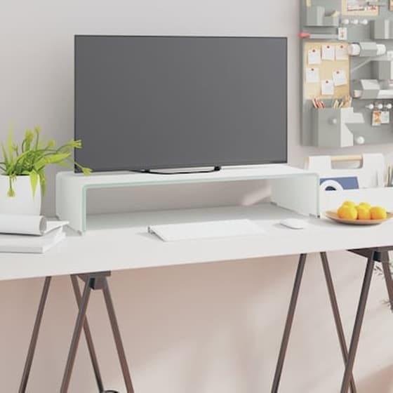 Vidaxl Βάση Τηλεόρασης/οθόνης Λευκή 70 X 30 X 13 Εκ. Γυάλινη image 0