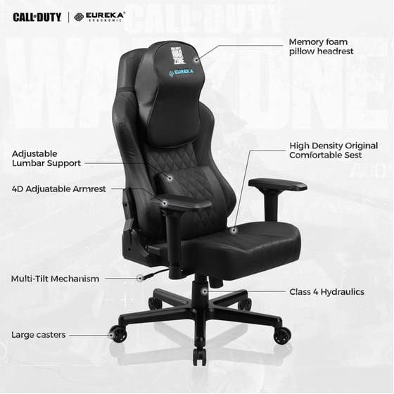 Gaming Καρέκλα Eureka Ergonomic Call Of Duty Warzone COD-005-B από Τεχνητό Δέρμα image 4
