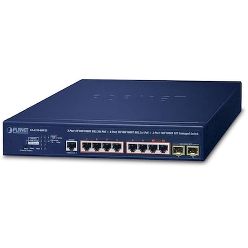 PLANET TECHNOLOGY CORP. PLANET Network Switch Managed L2/L4 Gigabit Ethernet (1000 Mbps) PoE Support 1U