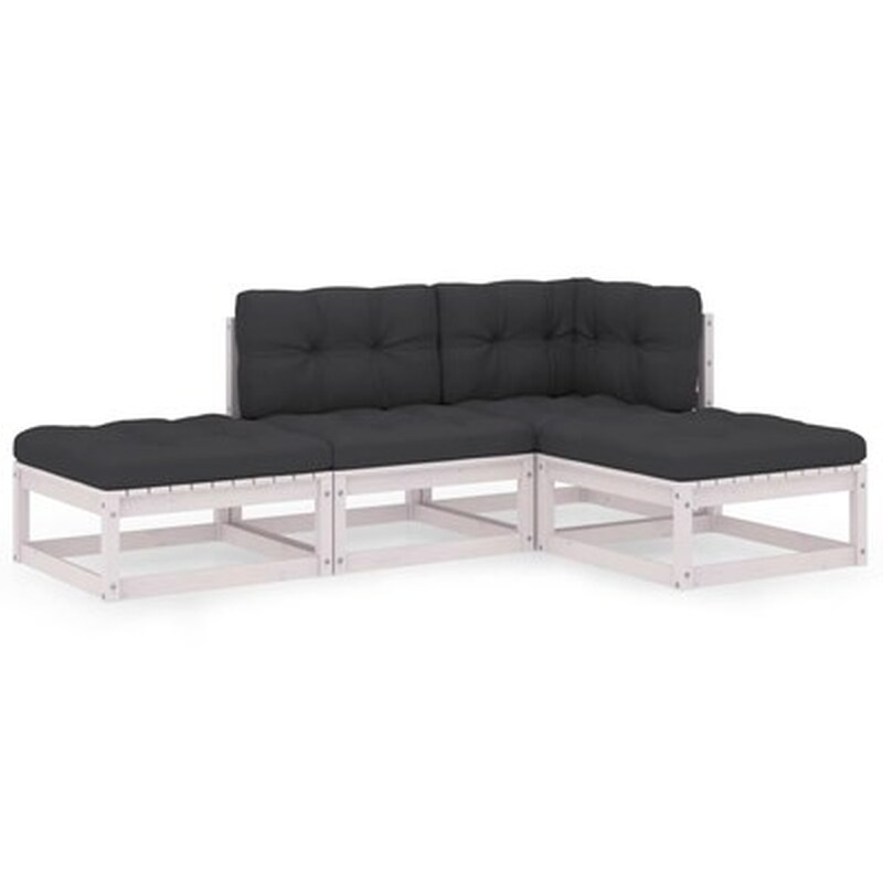 Vidaxl Σαλόνι Κήπου 4 Τεμαχίων Από Μασίφ Ξύλο Πεύκου Με Μαξιλάρια VIDAXL