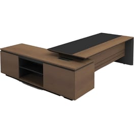 Γραφείο Γωνιακό Woodwell από Μελαμίνη 200x180cm - Καρυδί/Καφέ