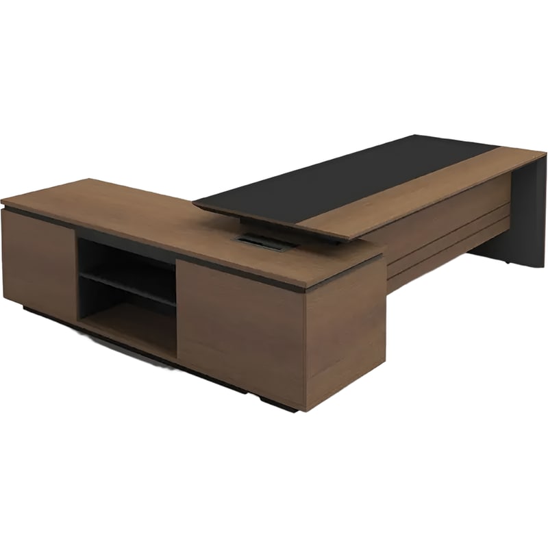 Γραφείο Γωνιακό Woodwell από Μελαμίνη 200x180cm - Καρυδί/Καφέ WOODWELL