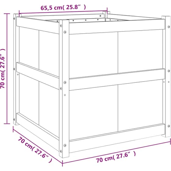 Ζαρντινιέρα VidaXL από Μασίφ Ξύλο Πεύκου 70x70cm - Λευκό image 9