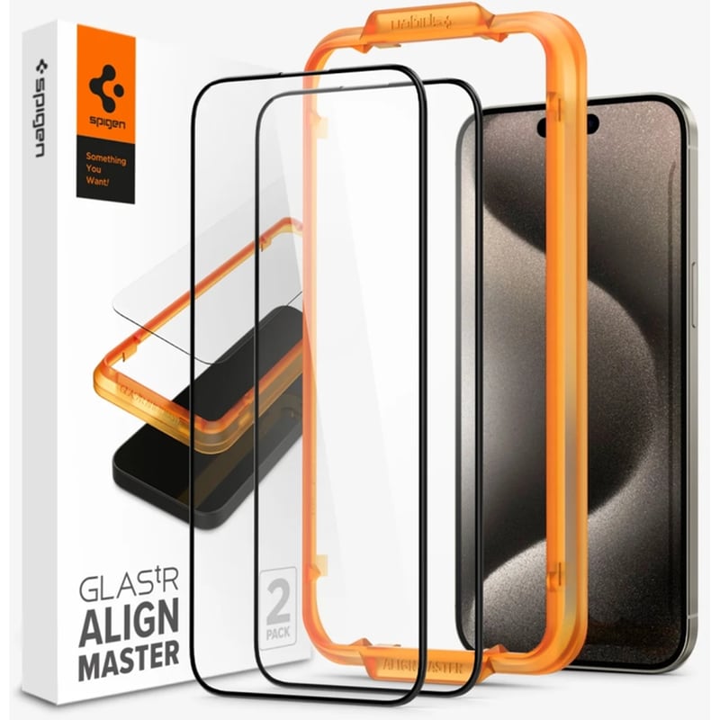 Προστατευτικό Οθόνης Apple iPhone 15 Pro Max - Spigen Alignmaster Full Cover 2τμχ