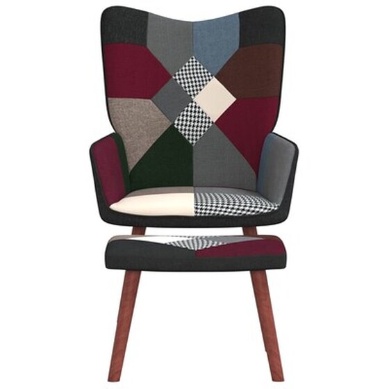 Πολυθρόνα Relax VidaXL Σχέδιο Patchwork από Ύφασμα με Σκαμπό - Πολύχρωμη image 2