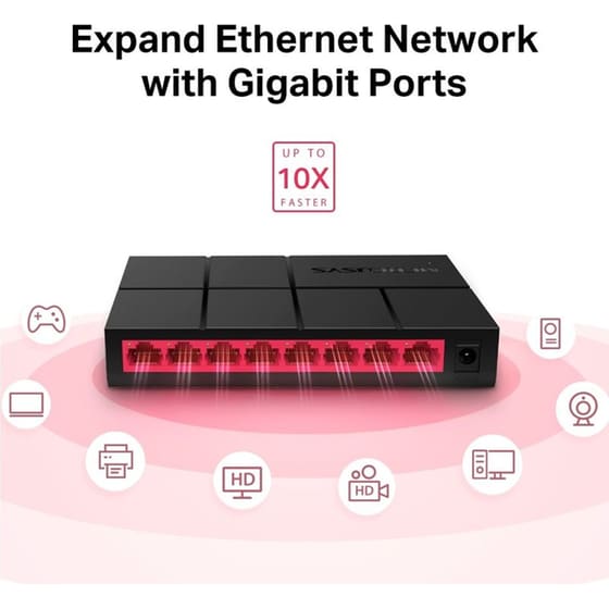 Mercusys MS108G Network Switch Unmanaged Gigabit Ethernet (1000 Mbps) image 1