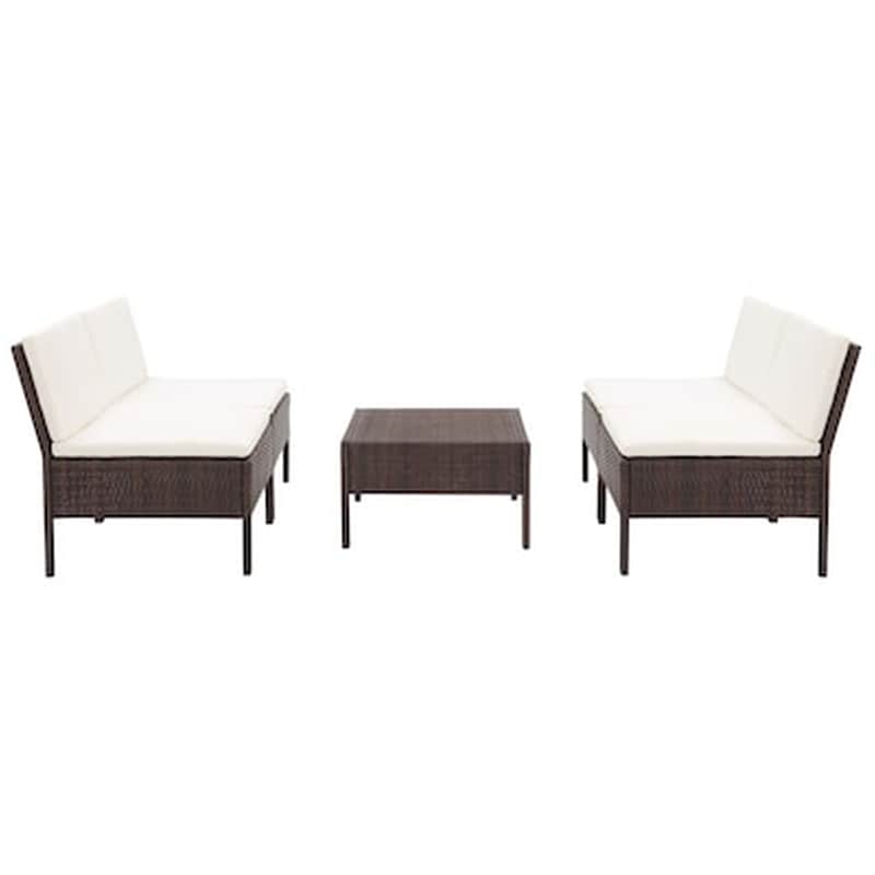 Σαλόνι Κήπου Vidaxl 5 Τεμαχίων Καφέ Από Συνθετικό Ρατάν Με Μαξιλάρια VIDAXL