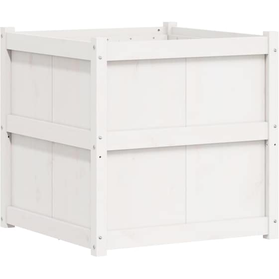 Ζαρντινιέρα VidaXL από Μασίφ Ξύλο Πεύκου 70x70cm - Λευκό image 5