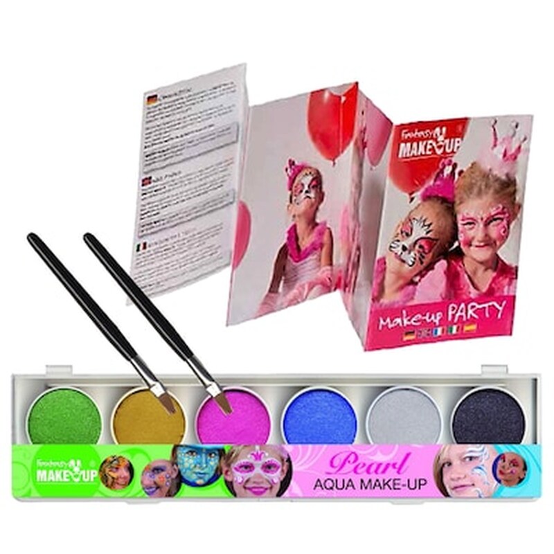 Παλέτα 6 Aqua Περλέ Χρωμάτων Face Painting Και Οδηγίες