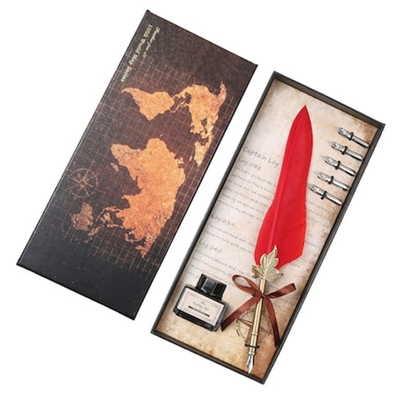 Σετ Πένα Κονδυλοφόρος Κόκκινο Φτερό με 5 Ανταλλακτικές Μύτες Jiner image 1