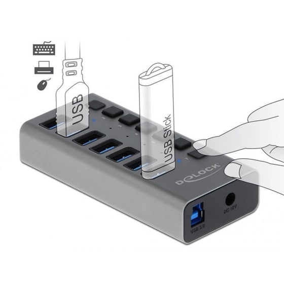 Delock 63669 USB Hub USB 3.0 με 7 θύρες - Γκρι image 1