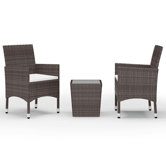 Vidaxl Σετ Επίπλων Mπιστρό 3 Τεμ. Καφέ Συνθετικό Ρατάν /ψημένο Γυαλί image 1