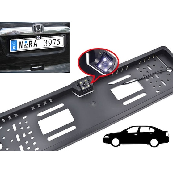 170° Hd Waterproof Car Rear View Reversing Camera Backup Plate Night Vision Parking Ir Led image 3
