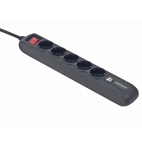 Πολύπριζο Ασφαλείας Energenie SPG5-U-5 5 Θέσεων & 2x Usb 1.5m  - Μαύρο image 1